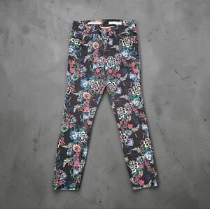 Anthropologie Pilcro Black Denim Floral Print Skinny W27